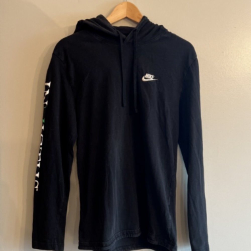 NIKE LONG SLEEVE Hooded Black Knit INVICTUS Fitness Shirt TOP Mens Small